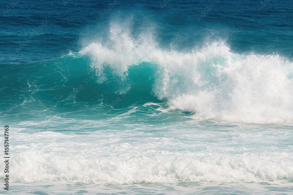 Naklejka premium Sea waves breaking with frothy surf