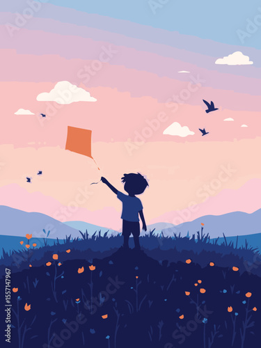 Boy Flying Kite