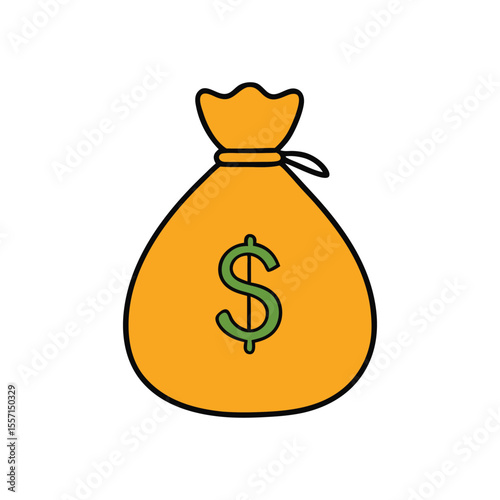 Vector art of money bag with dollar sign isolated on white background