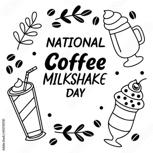 NATIONAL COFFEE MILKSHAKE DAY vector illustration