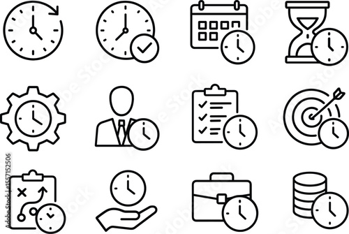 Time Management Clock with Circular Arrow Icon for Productivity and Efficiency in Business and Personal Life