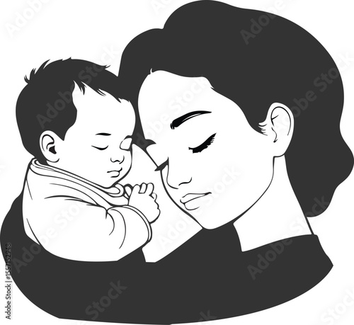 Minimal black and baby sleeping 