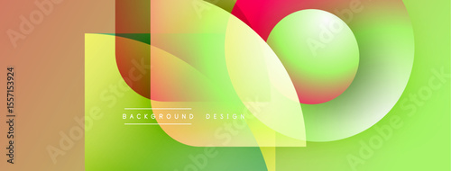 Abstract geometric shapes overlap. Vibrant colors blend, creating modern background design. Smooth gradients offer visual interest.