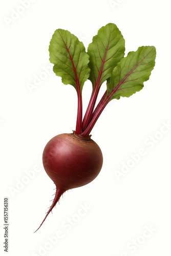 A fresh red beet isolated on a clean white background — symbolizing nutrition, organic growth, and earthy roots. Ideal for healthy food branding, sustainable packaging, and seasonal product visuals