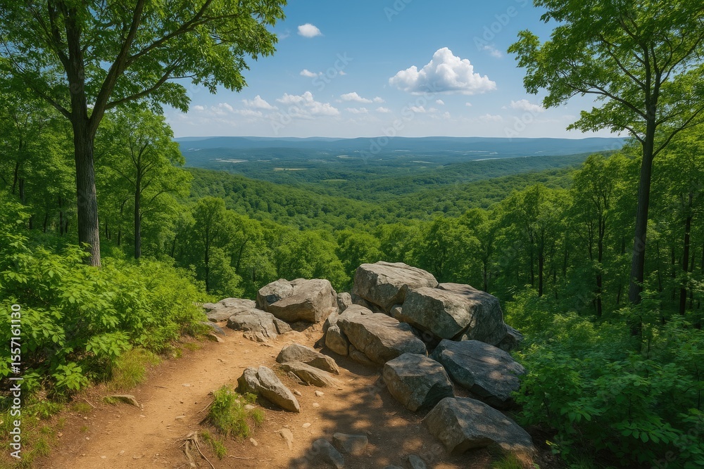 Fototapeta premium Scenic overview of hiking trails in a mountain park