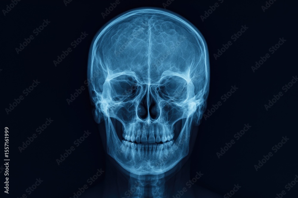 X-ray image of the front face skull X-ray image of the front face skull