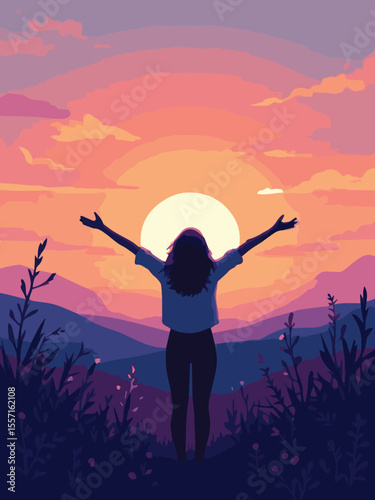 silhouette of a woman in the sunset