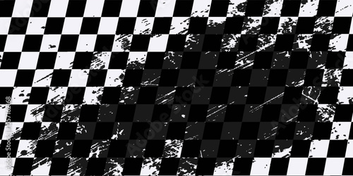 Racing flag sport background horizontal grunge checkered pattern vector design with empty space