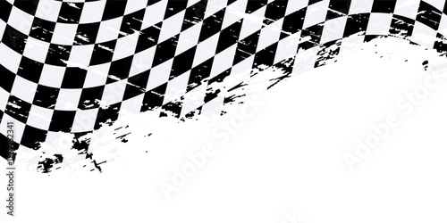Racing flag sport background horizontal grunge checkered pattern vector design with empty space