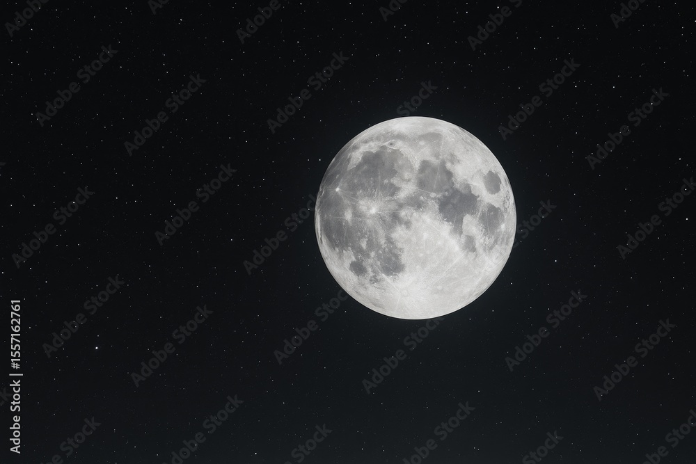 Fototapeta premium Bright full moon illuminating the night with dark shadows