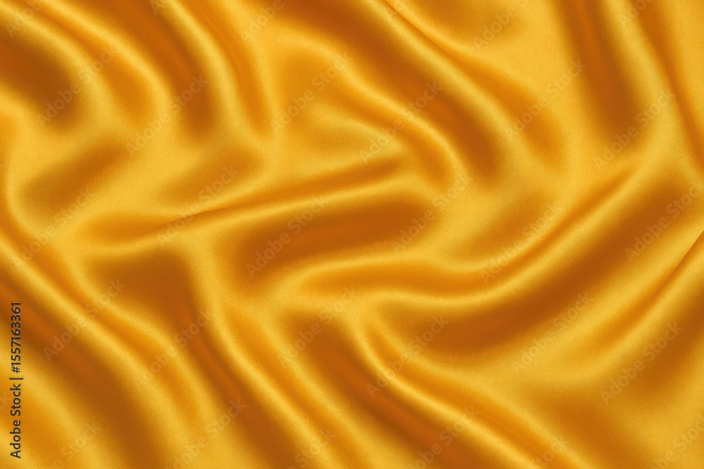 Fototapeta premium The surface feel of silk material featuring vibrant shades like yellow, orange, gold, almond, and neon carrot, showcasing a delicate, durable, and shiny fiber crafted by silkworms for cocoon