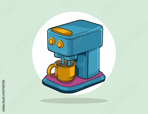 Cartoon Coffee Maker Illustration