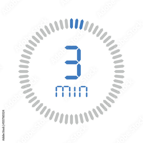Timer 3 minute. Stopwatch isolated set icons. Countdown timer symbol icon set. vector illustration.