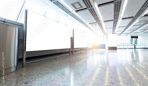 Blank billboard at train station
