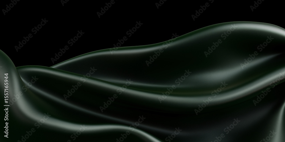 Obraz premium abstract green fluid silk fabric with flowing curves, design background 