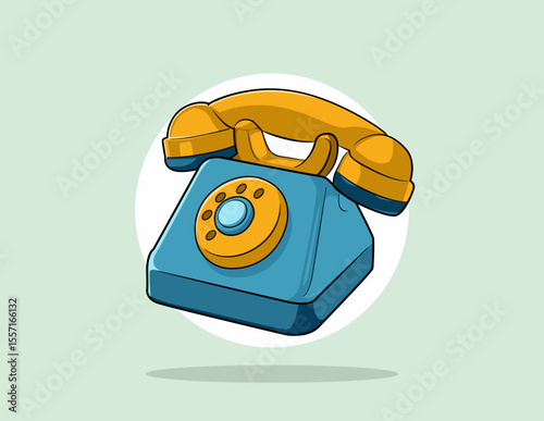 Vintage Cartoon Rotary Phone Icon