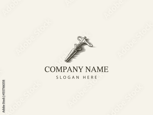 Elegant Black and White Engraved Logo Design A Detailed Illustration of a Unique Decorative Item