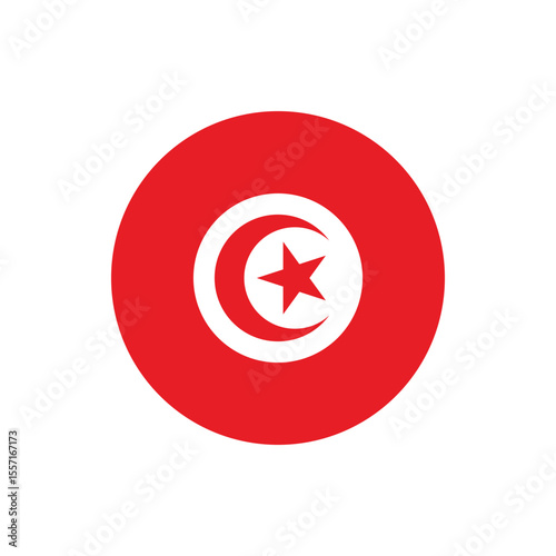 Tunisia round national flag icon vector design for independence day celebration on transparent background, editable modern patriotic style