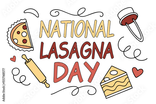 NATIONAL LASAGNA DAY vector illustration
