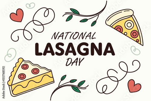 NATIONAL LASAGNA DAY vector illustration
