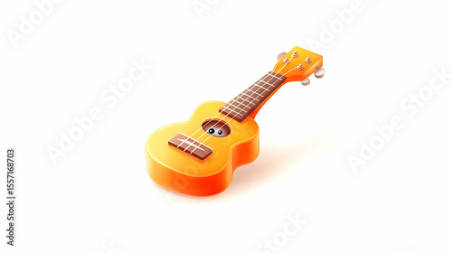 Orange ukulele isolated on white background, music, illustration