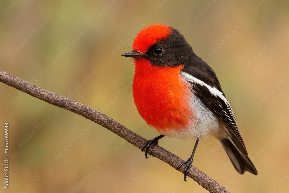Fototapeta premium Scarlet-Capped Songbird
