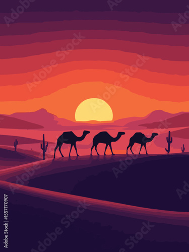 camels in the desert