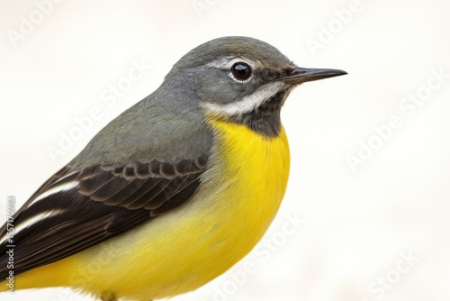 Close-up portrait highlighting grey wagtail details