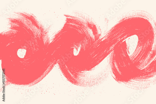 An expressive abstract brush stroke with a grunge texture. A modern, hand-drawn vector element in coral pink for a banner, background, or design.