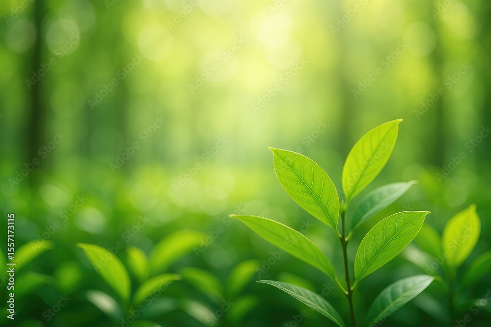 Vibrant morning foliage with lush green leaves Vibrant morning foliage with lush green leaves
