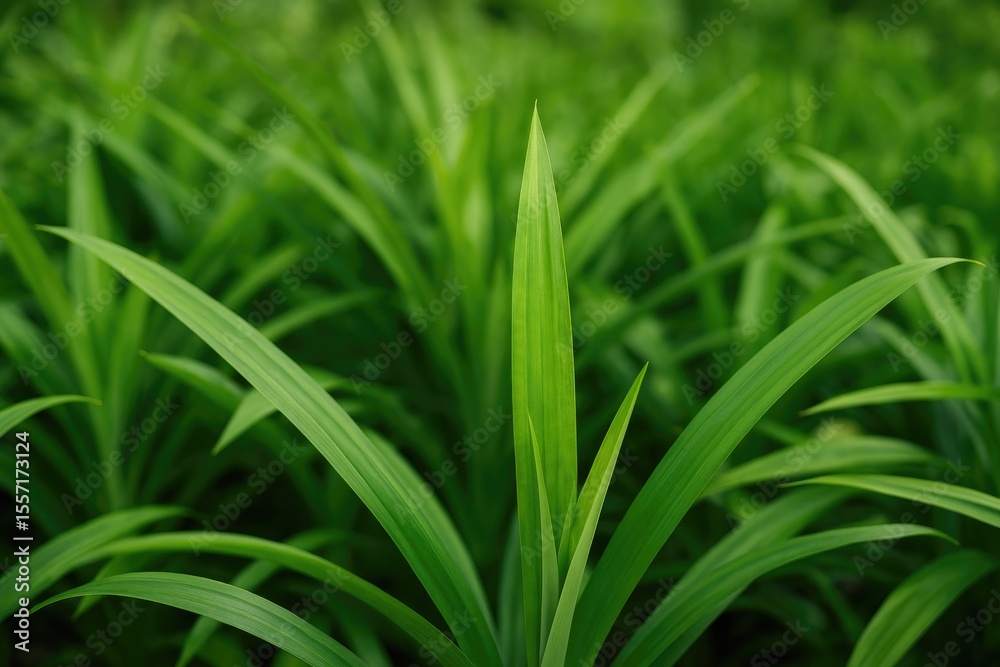 Lush green pandan foliage in an outdoor garden setting Lush green pandan foliage in an outdoor garden setting