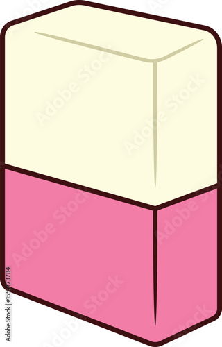Pink and white eraser in flat style illustration