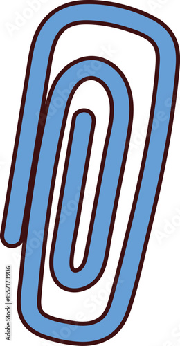 Blue paperclip in outlined style illustration