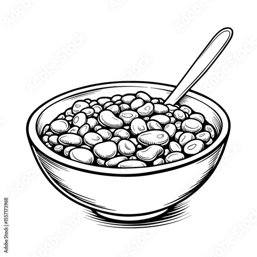 Brazilian feijoada stew line art, traditional cuisine illustration