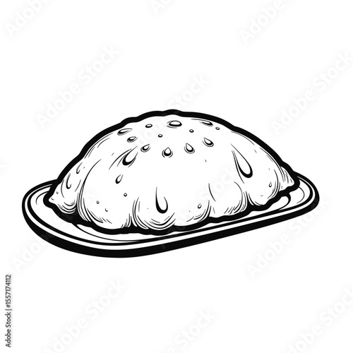 Line Art of Saudi Arabian Sambusa Pastry, Culinary Illustration