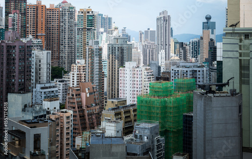 Crowded residential buildings in Hong Kong