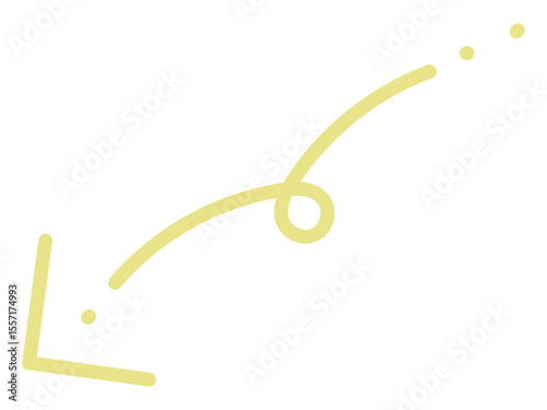 視線誘導くるっと手描き矢印素材（黄）