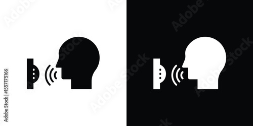 Voice control icon. Black Silhouette. Graphic illustration.