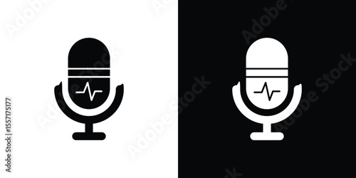 Voice recognition icon. Black Silhouette. Graphic illustration.
