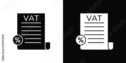 Value added tax VAT icon. Black Silhouette. Graphic illustration.
