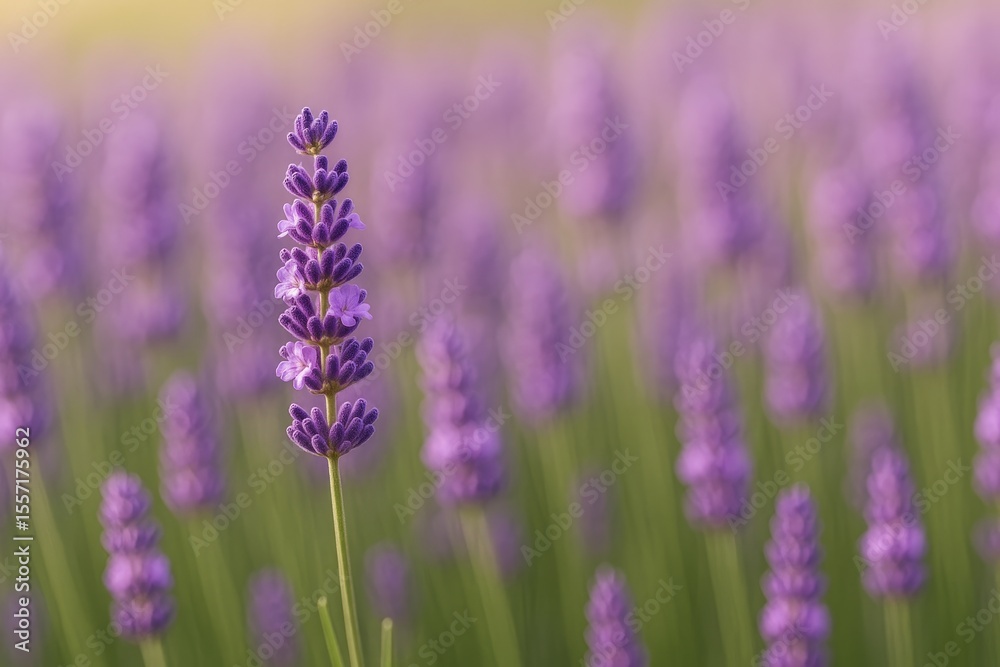 Naklejka premium Detailed view of a lavender blossom and its plant