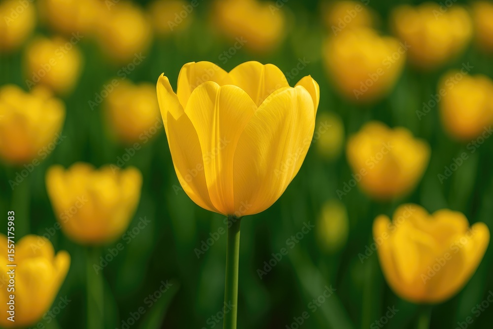 Fototapeta premium Detailed view of a vibrant yellow tulip