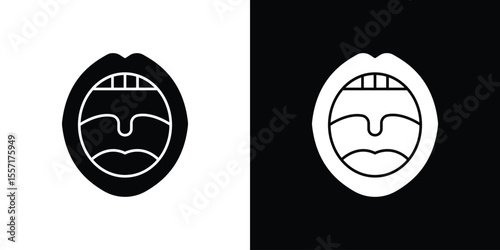 Tonsillitis icon. Black Silhouette. Graphic illustration.