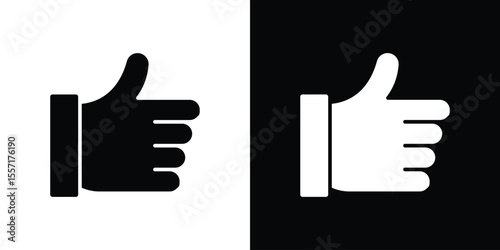 Thumb up icon. Black Silhouette. Graphic illustration.