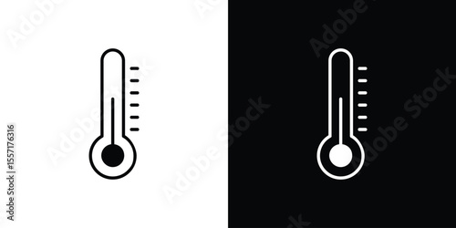 Thermometer icon. Black Silhouette. Graphic illustration.