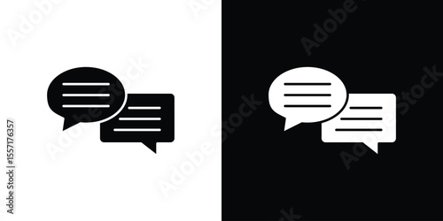 Text chat icon. Black Silhouette. Graphic illustration.