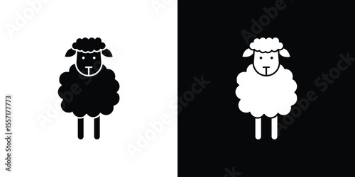 Sheep icon. Black Silhouette. Graphic illustration.