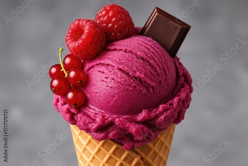Sweet red fruit and chocolate ice cream delight