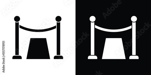 Red carpet icon. Black Silhouette. Graphic illustration.