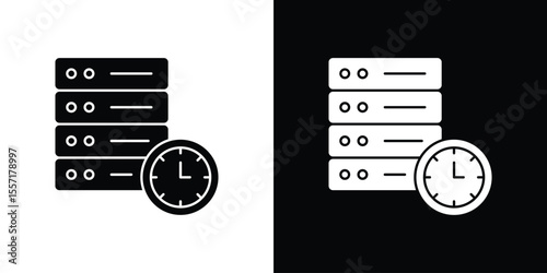 Real time data icon. Black Silhouette. Graphic illustration.